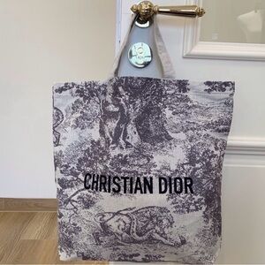 Christian Dior VIP ‘Toile de Jouy' Canvas Tote - Grey/Cream